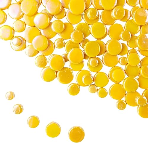 Azulejos de mosaico de vidrio redondos al azar de 1.1 libras, haciendo piezas de mosaico iridiscentes creativas para manualidades de bricolaje,