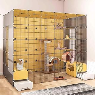 Cat Cages Indoor Large Pet Crate with Litter Box,Cat Pens Pen with Roof,Transparent Design,Super Load-Bearing (A 4 Piece Set)