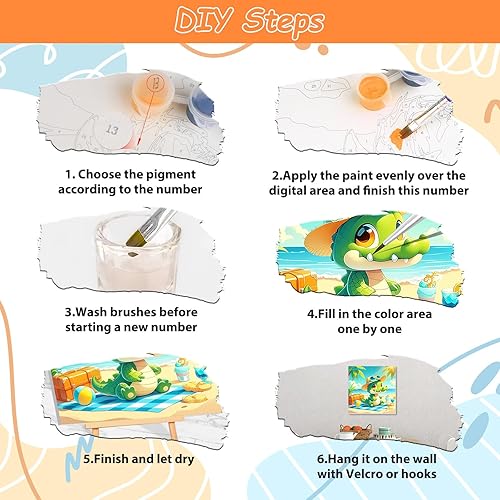 Miniatura 41 de EOBROMD Mrine Life - Paquete de 4 kits de pintura enmarcada por números para niños, kits de bricolaje para niños de 4 a 8 a 12 años, pintura sobre