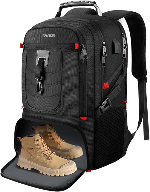 Men Laptop Backpack with Shoe Compartment Large Travel Bag for Gym Hiking Business
