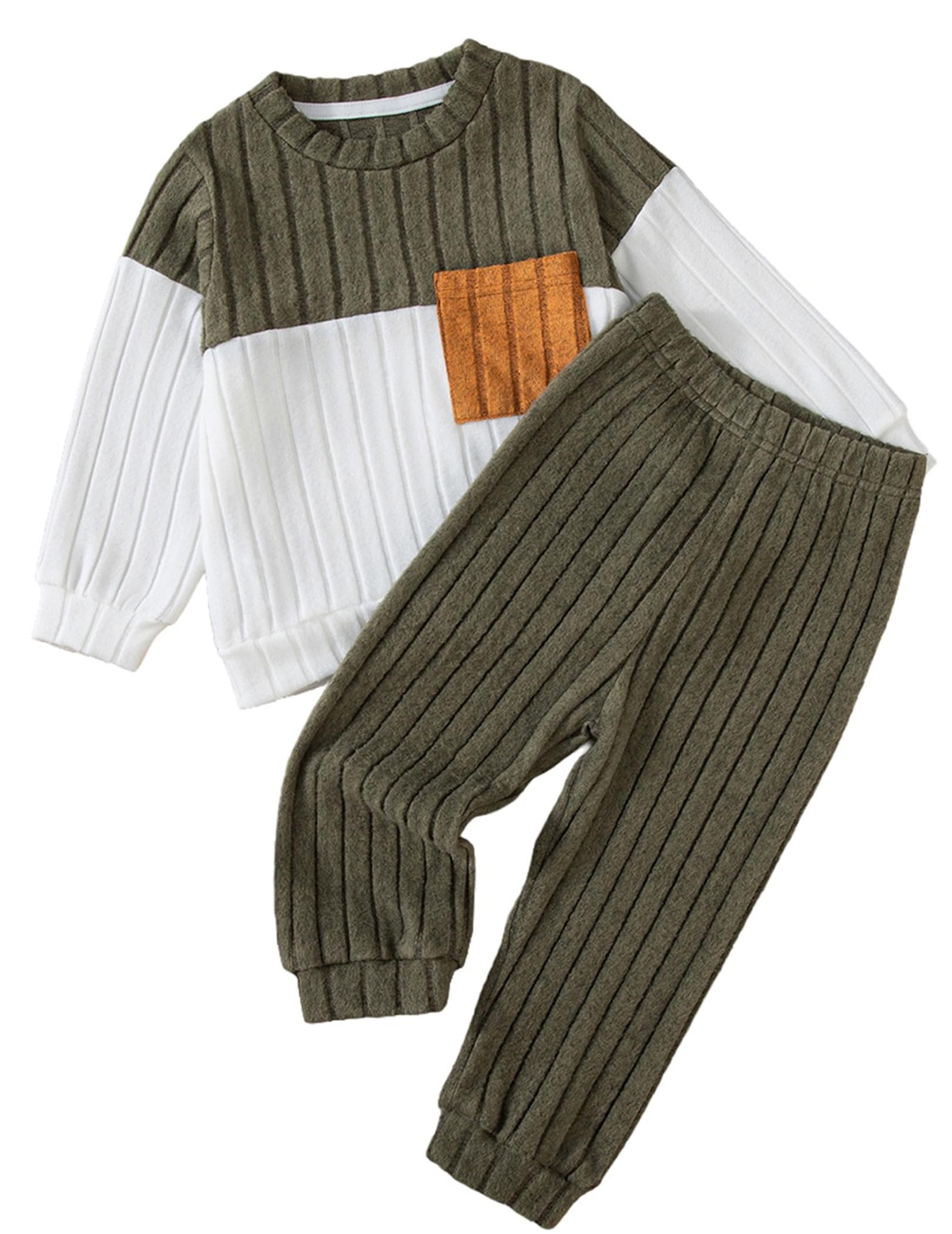 Boys Casual Set Long Sleeve Outfits T shirt with Elastic Waist Pants Soft Loungewear Playwear 1-6 Years