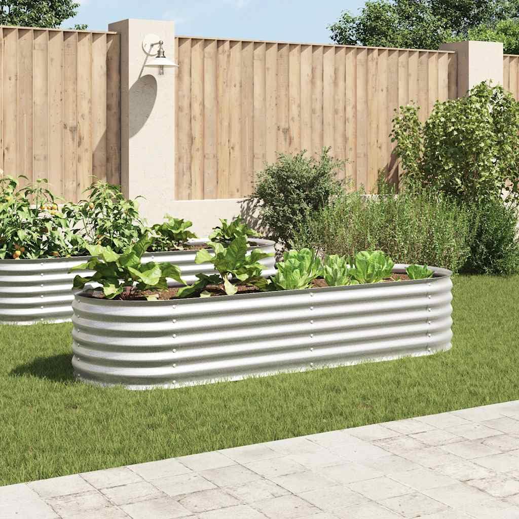 vidaXL Lit Surélevé 240x80x44 cm Acier Galvanisé Argenté Jardinière Pot Fleurs