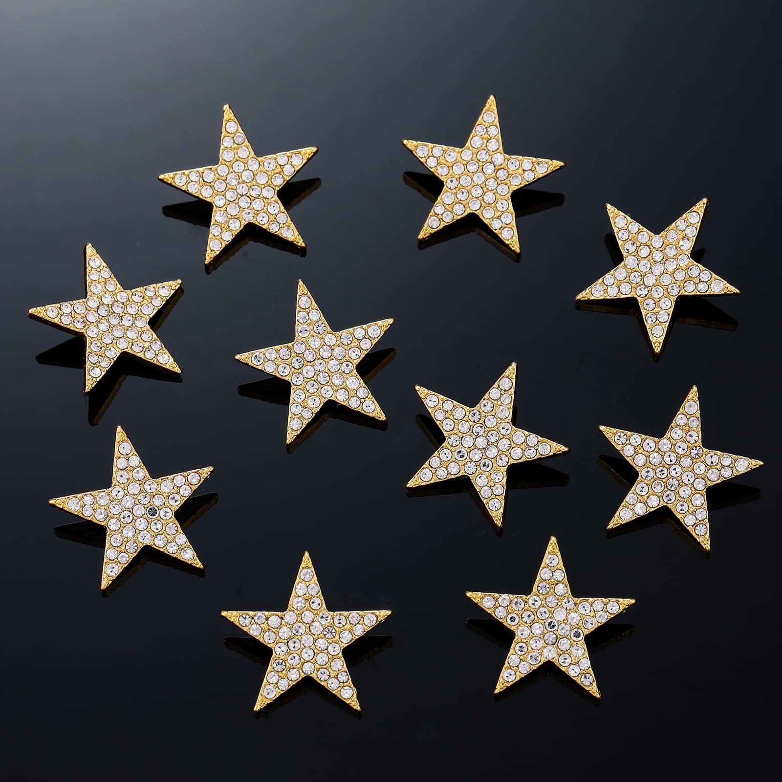10 Pcs Rhinestone Buttons Crystal Embellishments Buttons, Gold Star