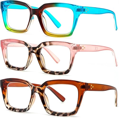 Miniatura 40 de DXYXYO Reading Glasses 0.50 Women Blue Light Blocking Men Square Computer Readers 3 Pack Fashion Oprah