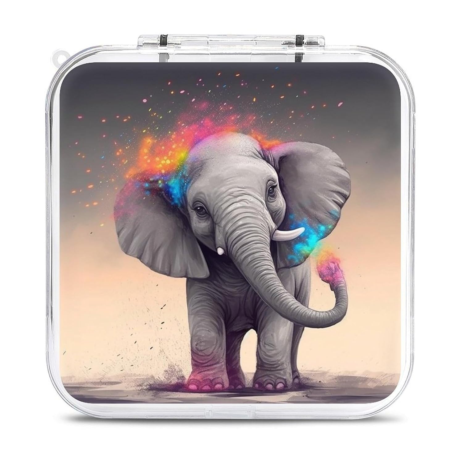 Animal Cartoon Elephant Switch Game Case Switch Game Holder Cartridge Case Storage 12 Games & 2 Micro Sd Card Slots, Travel Carry Cases, Portable Games Card Storage, Hard Shell, Buckle Closure