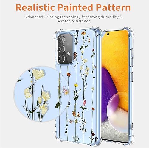 Miniatura 3 de GTBDEKI Funda para Samsung Galaxy A72 4G, Samsung A72 5G SM-A725F con protector de pantalla, funda transparente con patrones de jardín de flores,