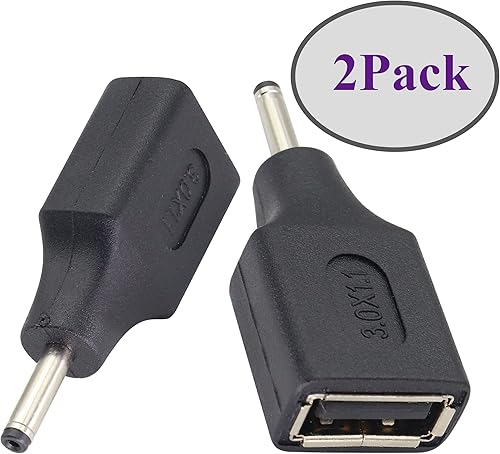 Miniatura 10 de Paquete de 2 adaptadores de convertidor de corriente USB a CC de 5.5 × 0.067 in USB 2.0 A hembra a CC 5.5 × 0.067 in macho CC 5 voltios barril de
