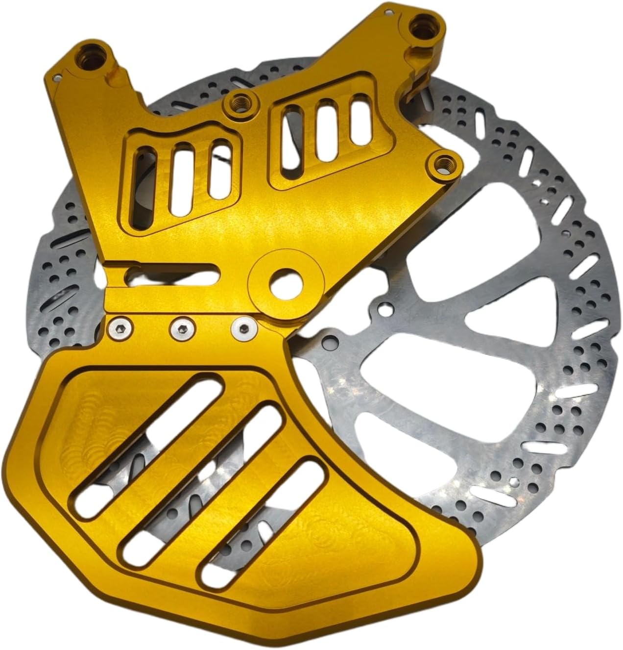 Dual Rear Caliper Bracket for Ultra Bee Caliper on Light Bee φ240-3.3 Disc Brake, 6061AL Bracket+2Cr13 Disc Brake, Compatible with Surron Light Bee S/X/L1E, E-Ride Pro SS 1.0/2.0 (Silver)