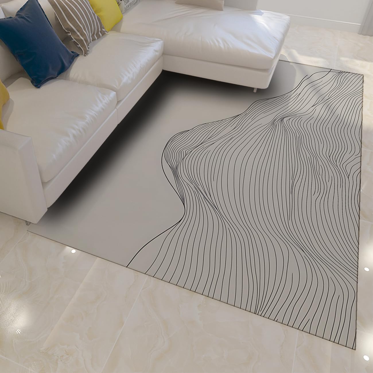 Tapis de cuisine abstrait aux motifs fluides audacieux, design haut de gamme 160x200