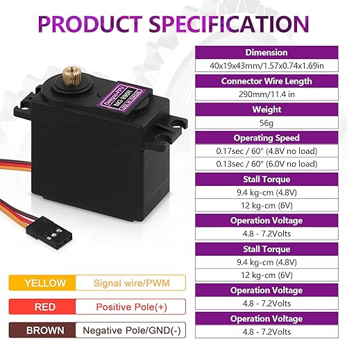 Vista 21 de 6 unids MG995 1.94 oz servo servos RC servos digital de alta velocidad servo motor servo engranaje de metal servo impermeable para Futaba JR RC