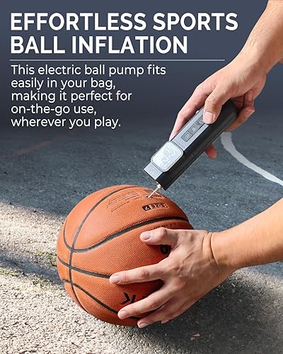 Vista 2 de ETENWOLF P200 Electric Ball Pump 2000mAh Sports Air Pump with Digital Pressure Gauge, Fast Inflation & Deflation for Basketball Soccer Volleyball