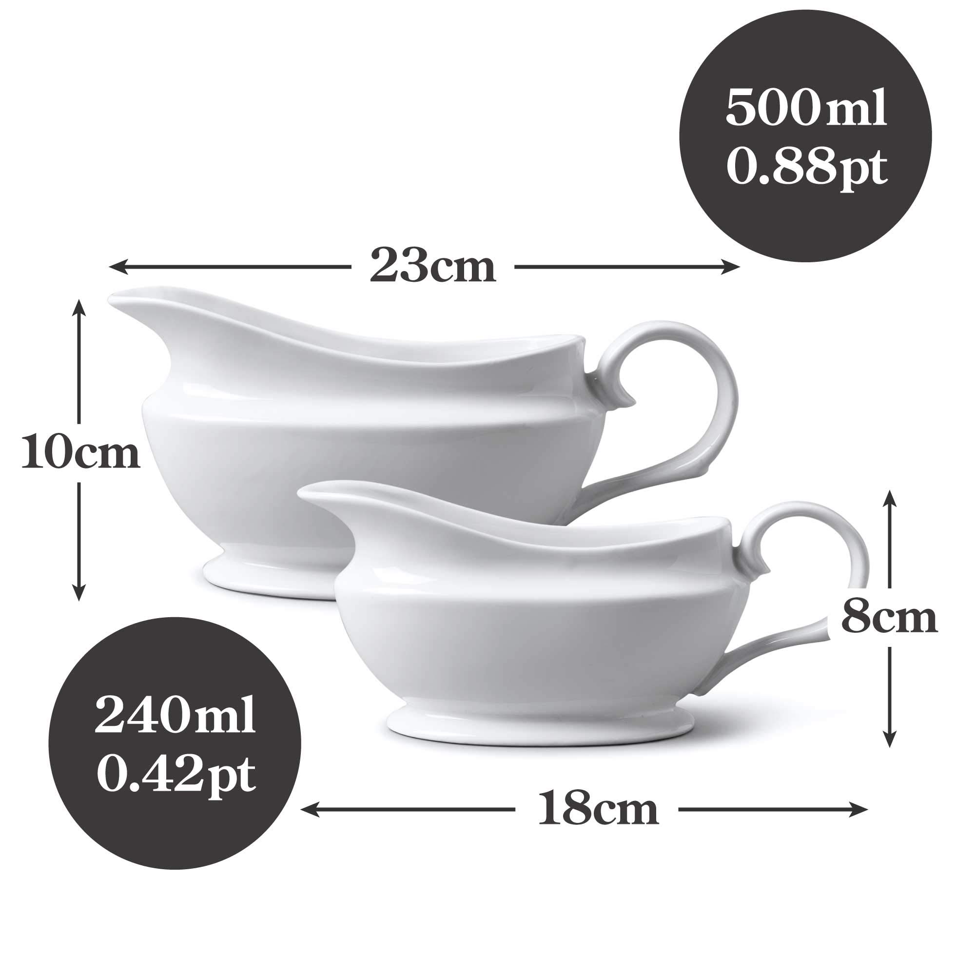 WM Bartleet & Sons 1750 TSET29 Set of 2 Traditional Porcelain Gravy Sauce Boat 500ml and 240ml, White, 1 x 240ml & 1 x 500ml - Image 4