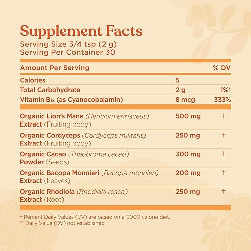 Miniatura 2 de Focus Blend 8 Superfoods Adaptogen Blend Mix by Four Sigmatic  Lions Mane Cordyceps Rhodiola Bacopa  Mucuna  Productivity  Creative Support  Decaf