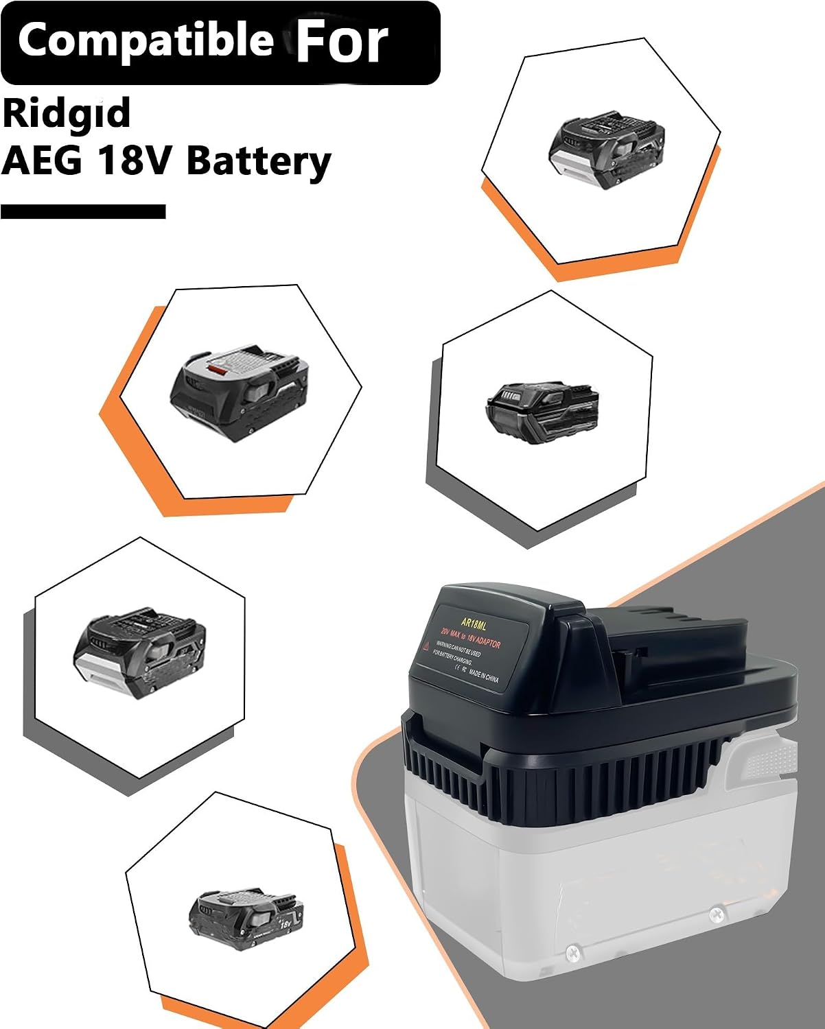 For Milwaukee M18 Tools Battery Adapter, Convert for AEG for Ridgid 18V Battery to for Milwaukee 18V Cordless Power Tools Converter(Adapter Only)