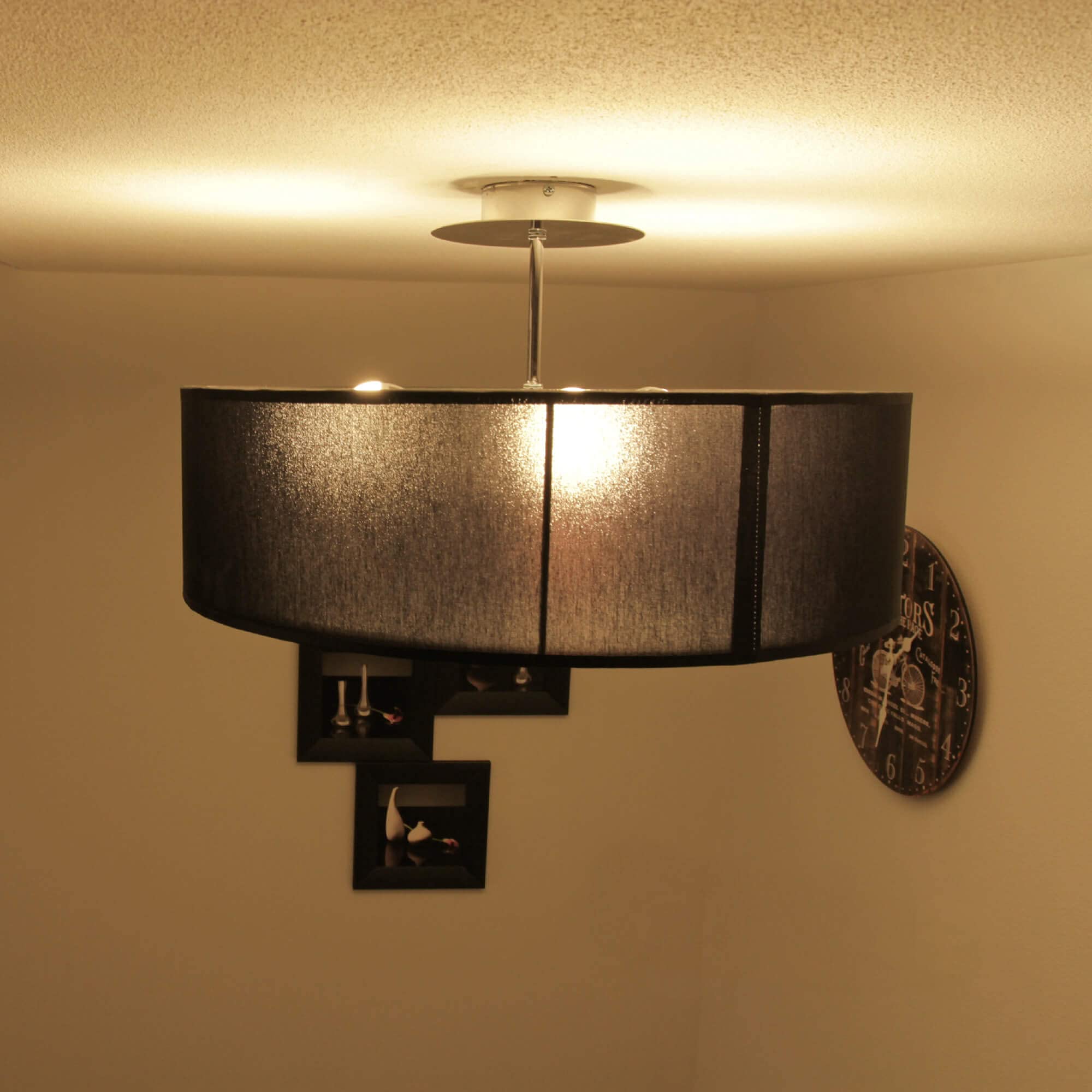 Licht-Erlebnisse Deckenlampe groß E27 max. 60W 230V Deckenleuchte modern Stoffschirm Wohnzimmer Beleuchtung Lampe Küche Schlafzimmer