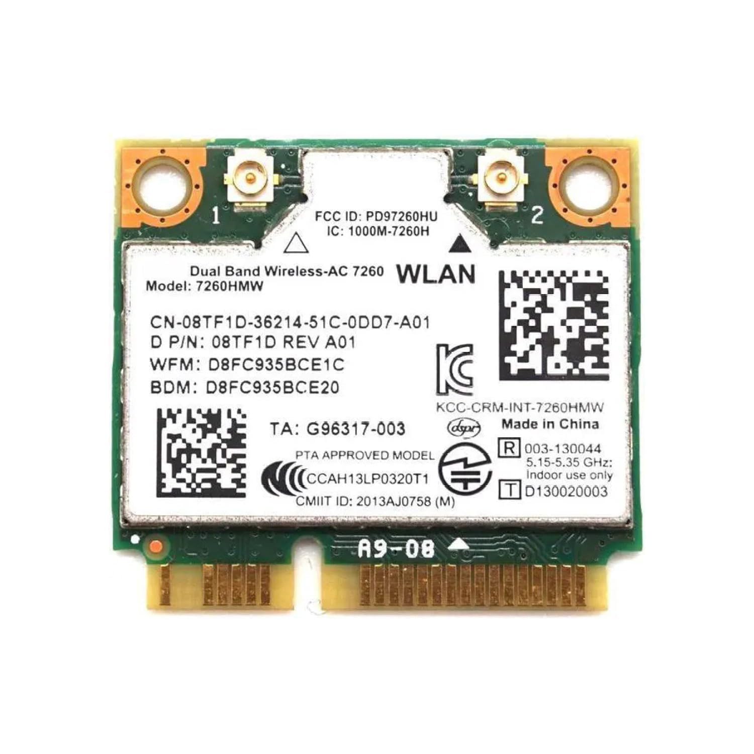 Legacy Mini-PCIe Wi-Fi Card for Intel 7260 | Half Mini PCIe Network Card | 867 Mbps with Bluetooth 4.0 Support | HMC WLAN Replacement Part 7260.HMWG Wi-Fi Card 7260HMW