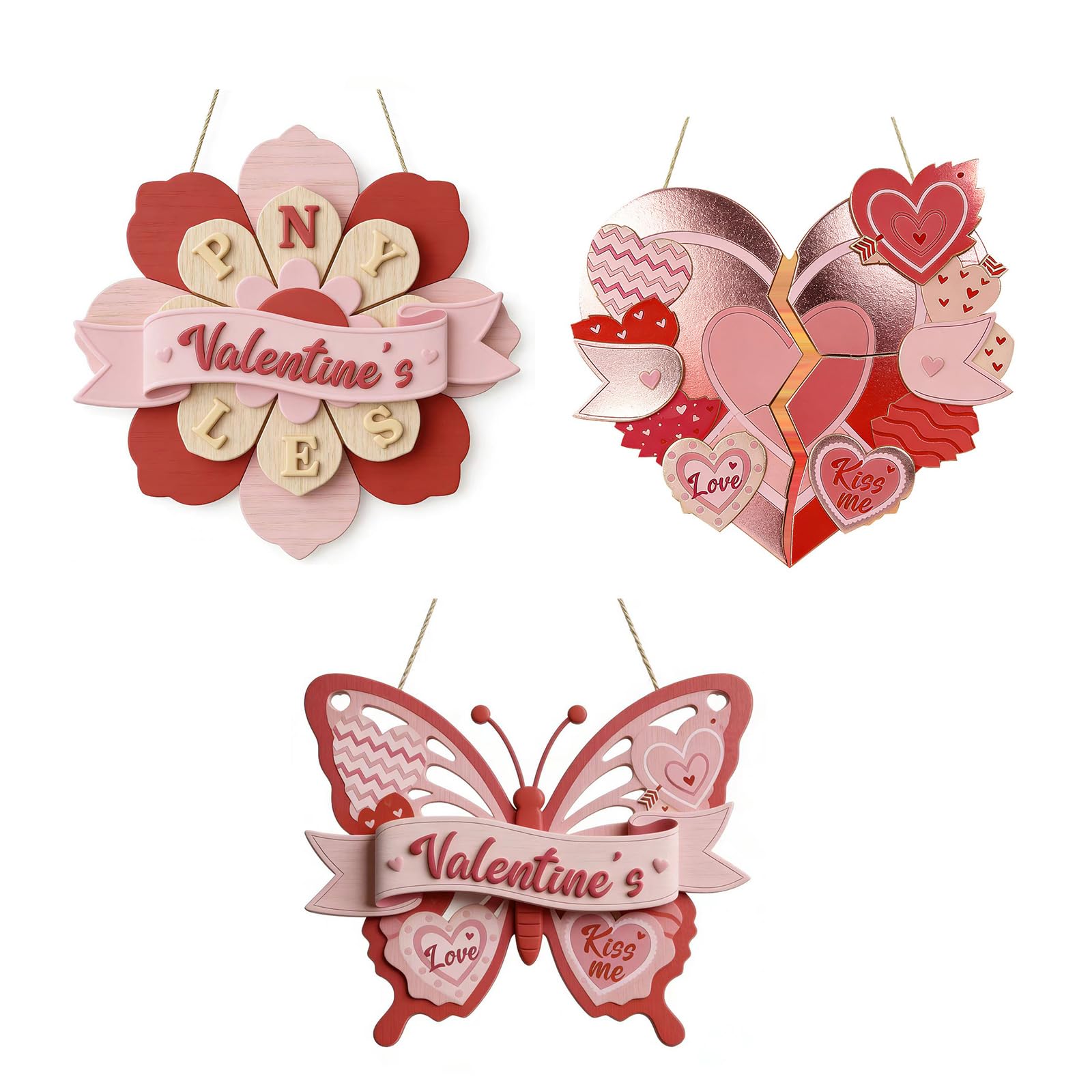 Xjdzineq Special Celebration Wooden Heart Wall Hangings Set of 3 Natural Timbers Upgrades for Associations Meaningful Home Additions Lover ' s Wooden Wall Deck