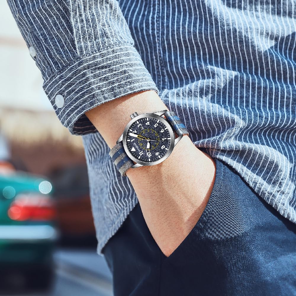 Reloj mecánico militar para hombre, cuerda automática, pantalla analógica con fecha automática, diseño de corazón abierto en correa de nailon de alta calidad