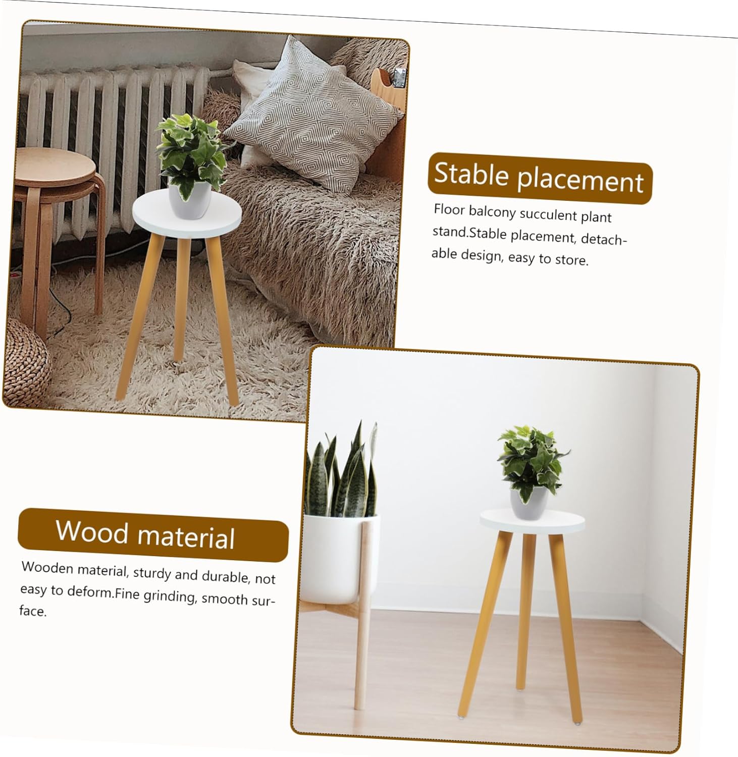 1pc Wooden Plant Stand Solid Wood Flowerpot Holder for Indoor and Outdoor Use Elegant Balcony Display Rack for Pots and Height
