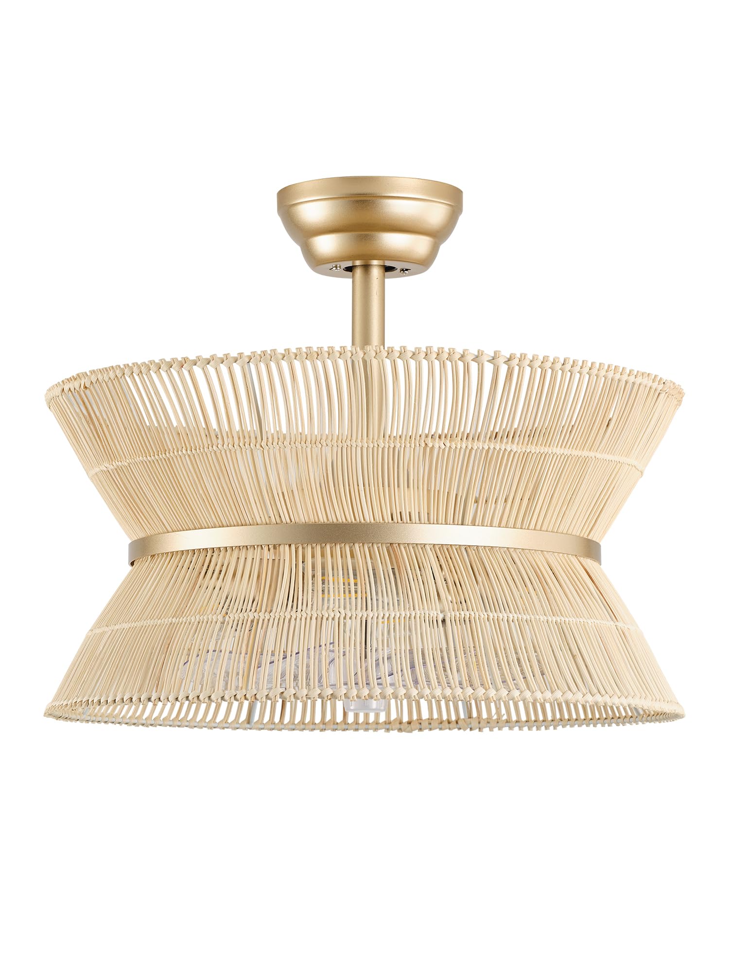 MizWacky Gold Crystal Fandelier Ceiling Fans with Lights, 20" Gold Flower Chandelier Ceiling Fan with Light Remote Control, Caged Mid-Century with 6 Speeds for Bedroom, Nursery, Living Room