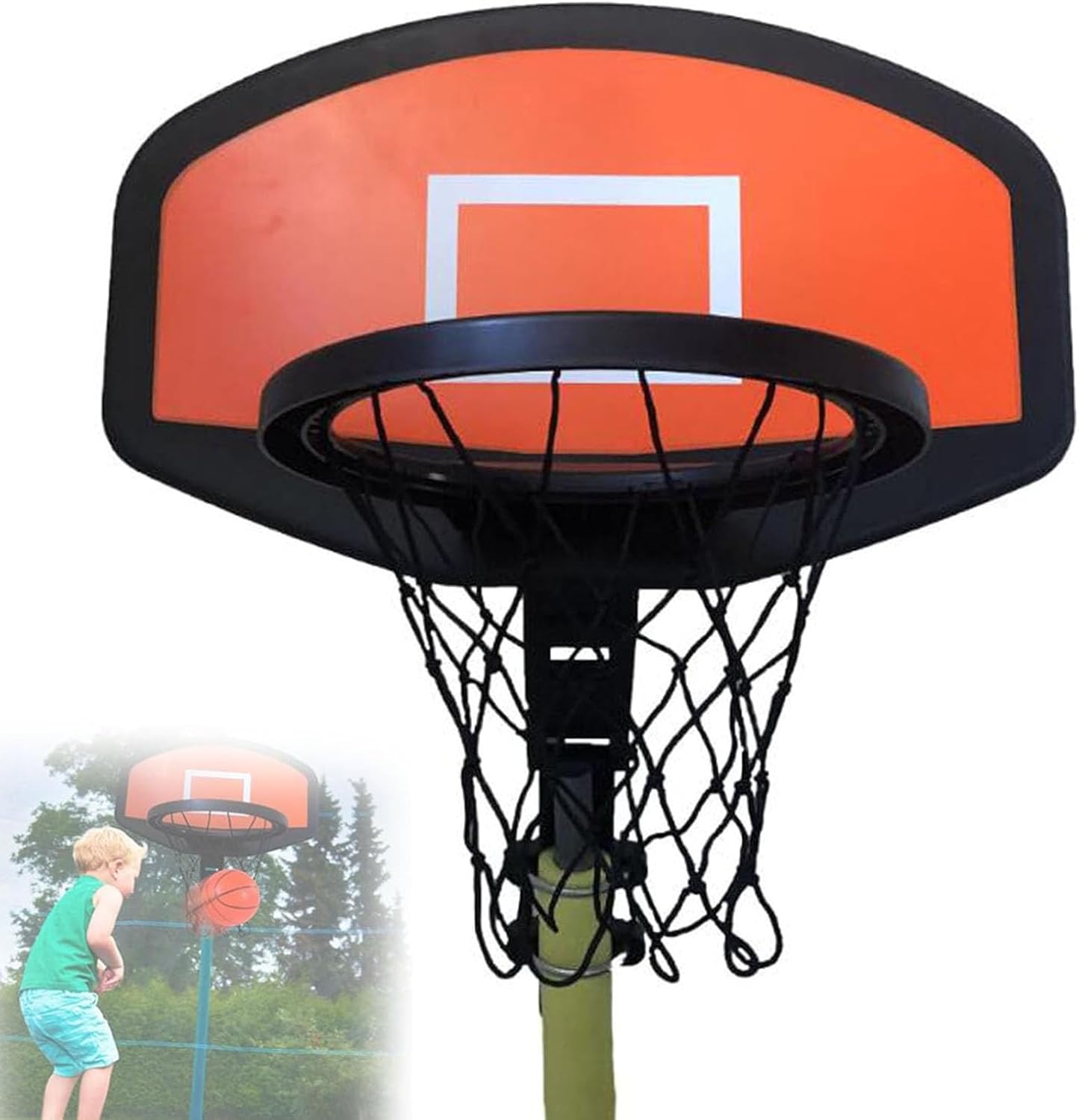 Trampoline Basketball Hoop Fits 25mm-32mm Straight and Curved Pole Universal Accessories Easy to Install Attachment with Basketball and PumpYellow,