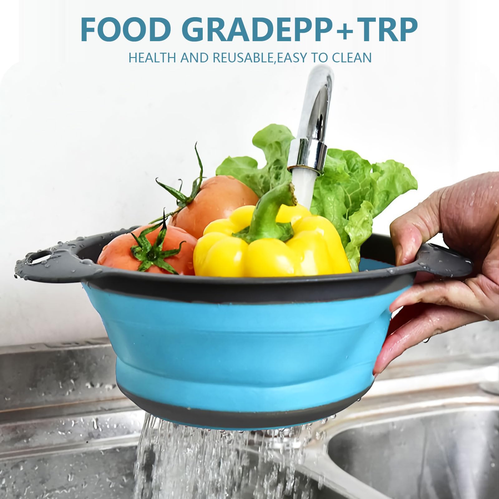 Set 3 Colini Da Cucina Pieghevoli - 2 Da 4 Quarti E 1 Da 2 Quarti, Verde, Blu E Fucsia - Foto 5