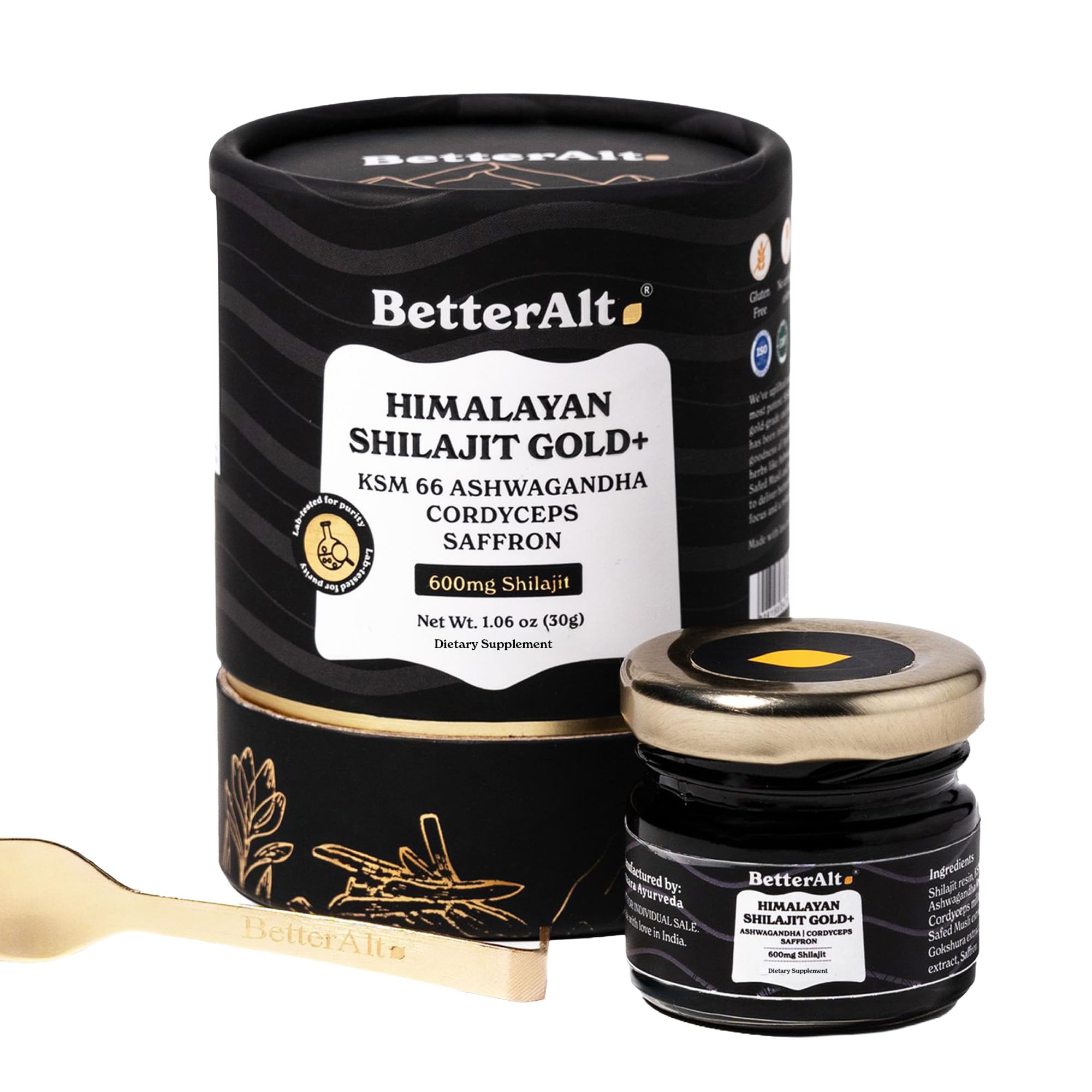 Better Alt Pure Himalayan Shilajit Gold+(30gm)|Enhances Recovery & Boosts Strength|16,000 ft Sourced Blend with Ashwagandha, Safed Musli,Gokshura|Shilajit gold for men & women|Vegan & Lab Tested-600mg — Amazon image 11