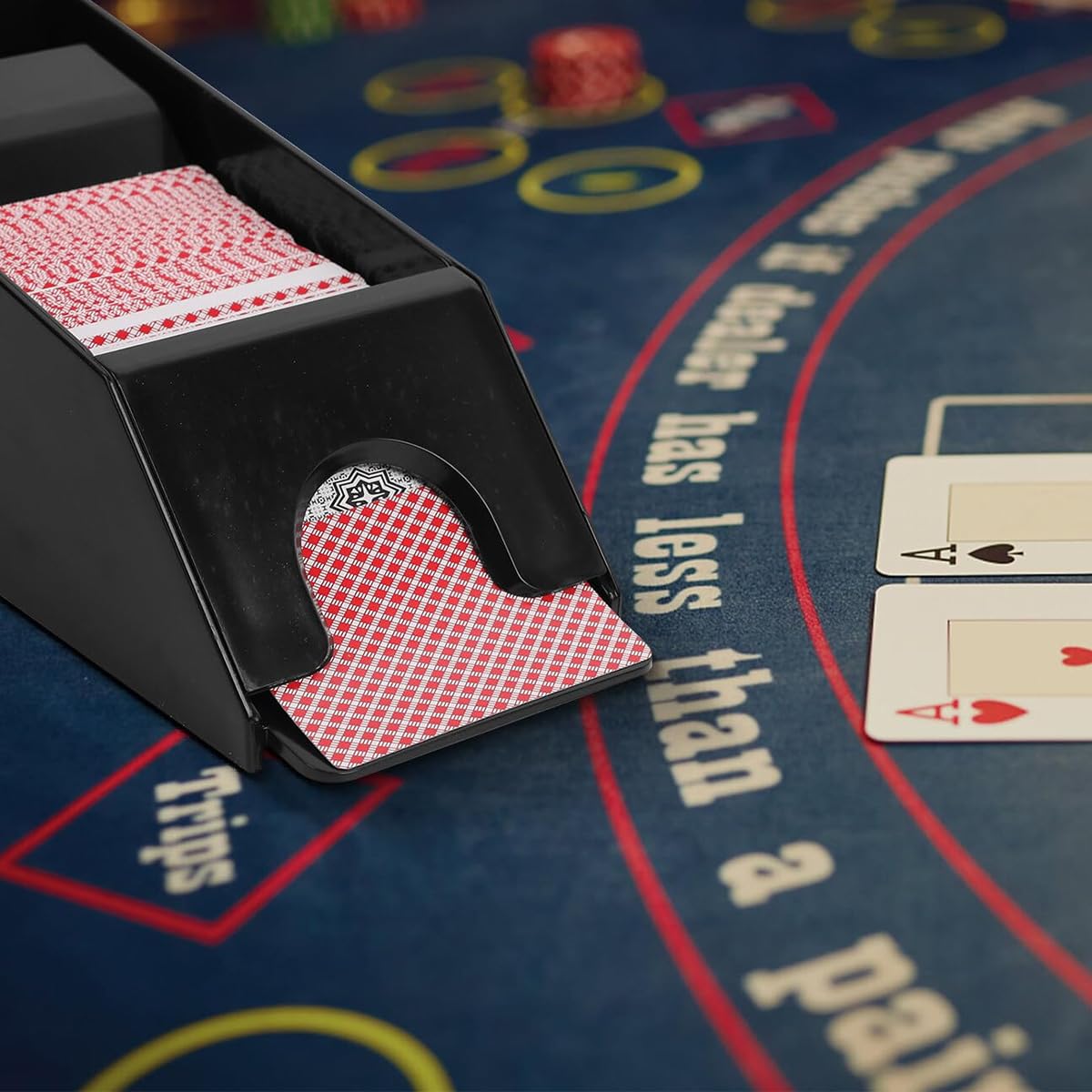 4-Deck Blackjack Dealer Shoe Spielkartenspender Shuffler Tragbarer Pokerkartenspender für Texas Holdem Desktop Blackjack Pokerspiel