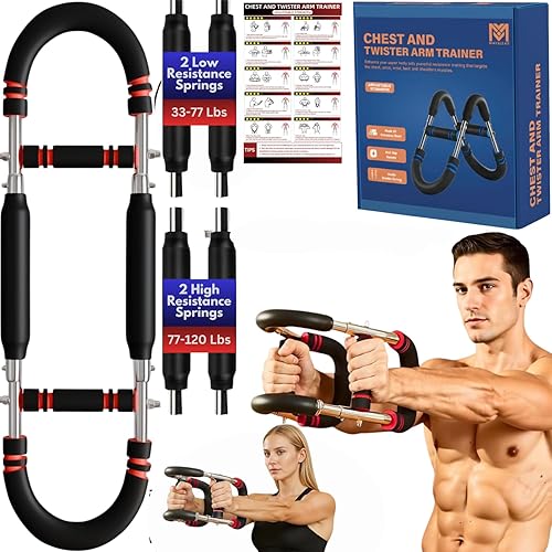 Miniatura 2 de Twister - Entrenador de brazo para hombres y mujeres, equipo de entrenamiento ajustable de pecho de 30 a 120 libras, con 4 resortes y póster de