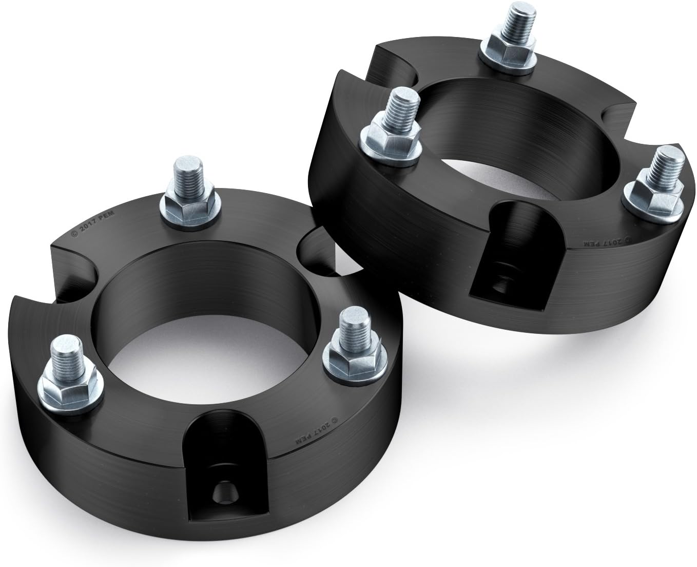 Front Upper Leveling Kit - 3 inch Lift - Compatible with 2007-2017 Chevy Chevrolet Avalanche Silverado Suburban Tahoe GMC Sierra 1500 Yukon 2WD 4WD 4x4 - Black Aluminum Suspension Spacer