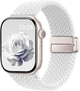 Braided Stretchy Magnetic Band Compatible with Apple Watch Bands Women Men | Soft Nylon Solo Loop 38mm 40mm 41mm 42mm 44mm 45mm 46mm 49mm, Sport Strap for iWatch Series 11 10 9 8 7 6 5 4 3 2 1 SE Ultra