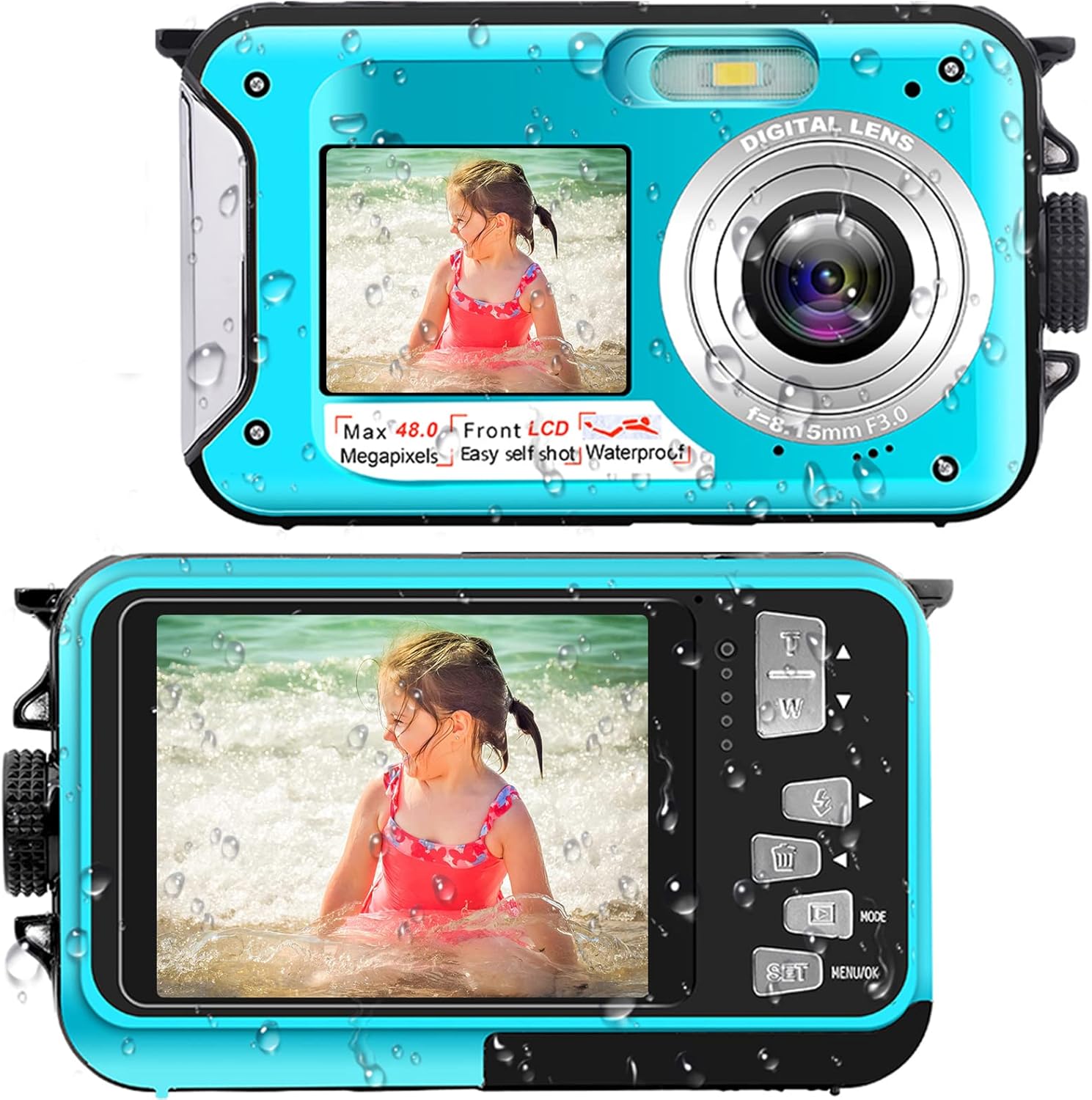 Waterproof Camera Underwater Cameras for Snorkeling Selfie Dual Screens Waterproof Camera 10FT 2.7K 48MP Compact Waterproof Digital Camera Full HD Video Recorder Beginners : Electronics