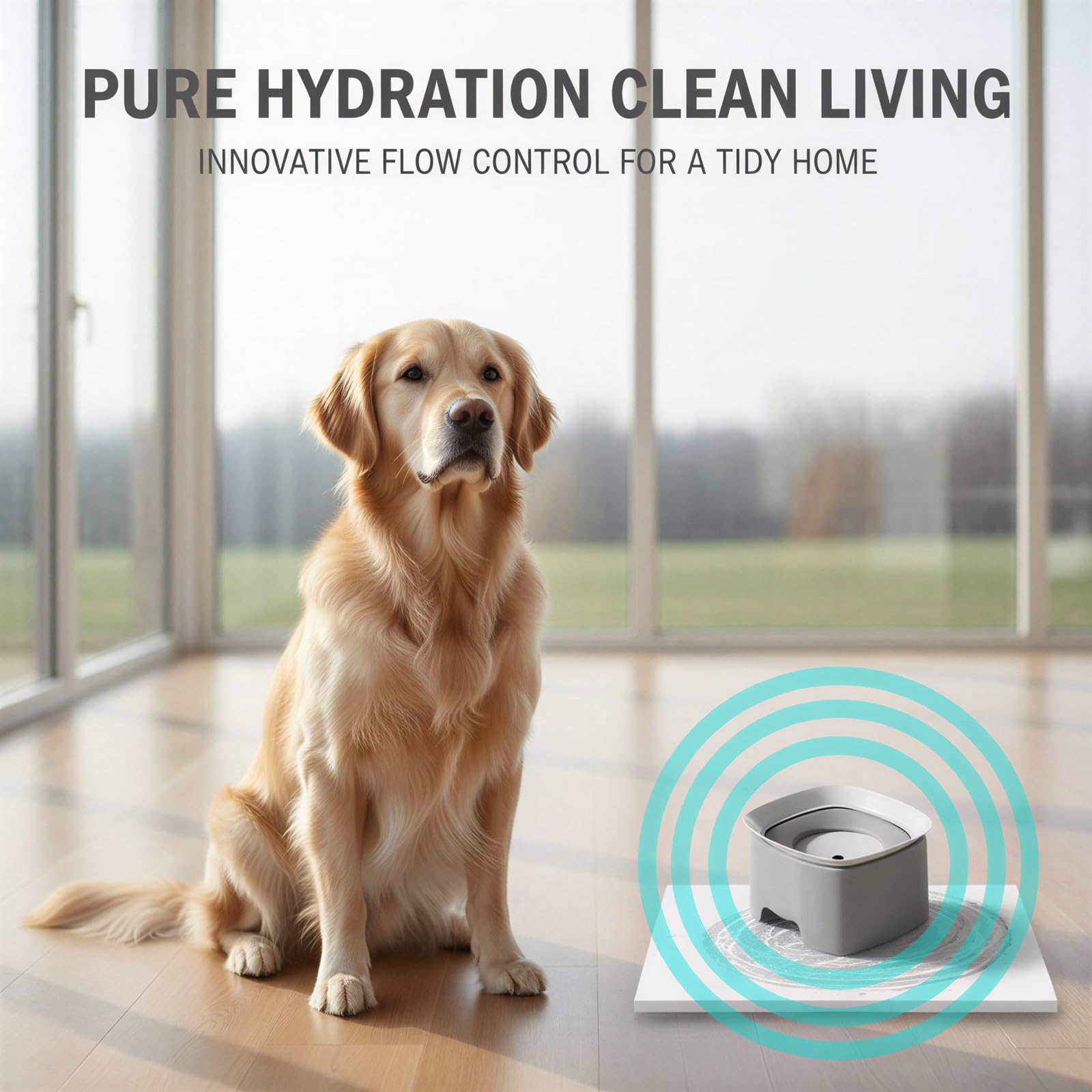 Wasserschale für Hunde, auslaufsichere Hundeschale mit Schwimmplatte, großer Slow Feeder für trinkfreudige Hunde, für Auto und unterwegs, auch für Katzen, gegen Spritzen beim Trinken