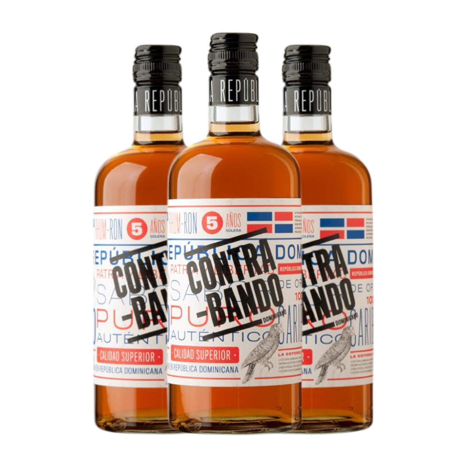 Ron Caballero Contra-Bando Contrabando 5 Años 70 cl (Caja de 3 Botellas de 70 cl)