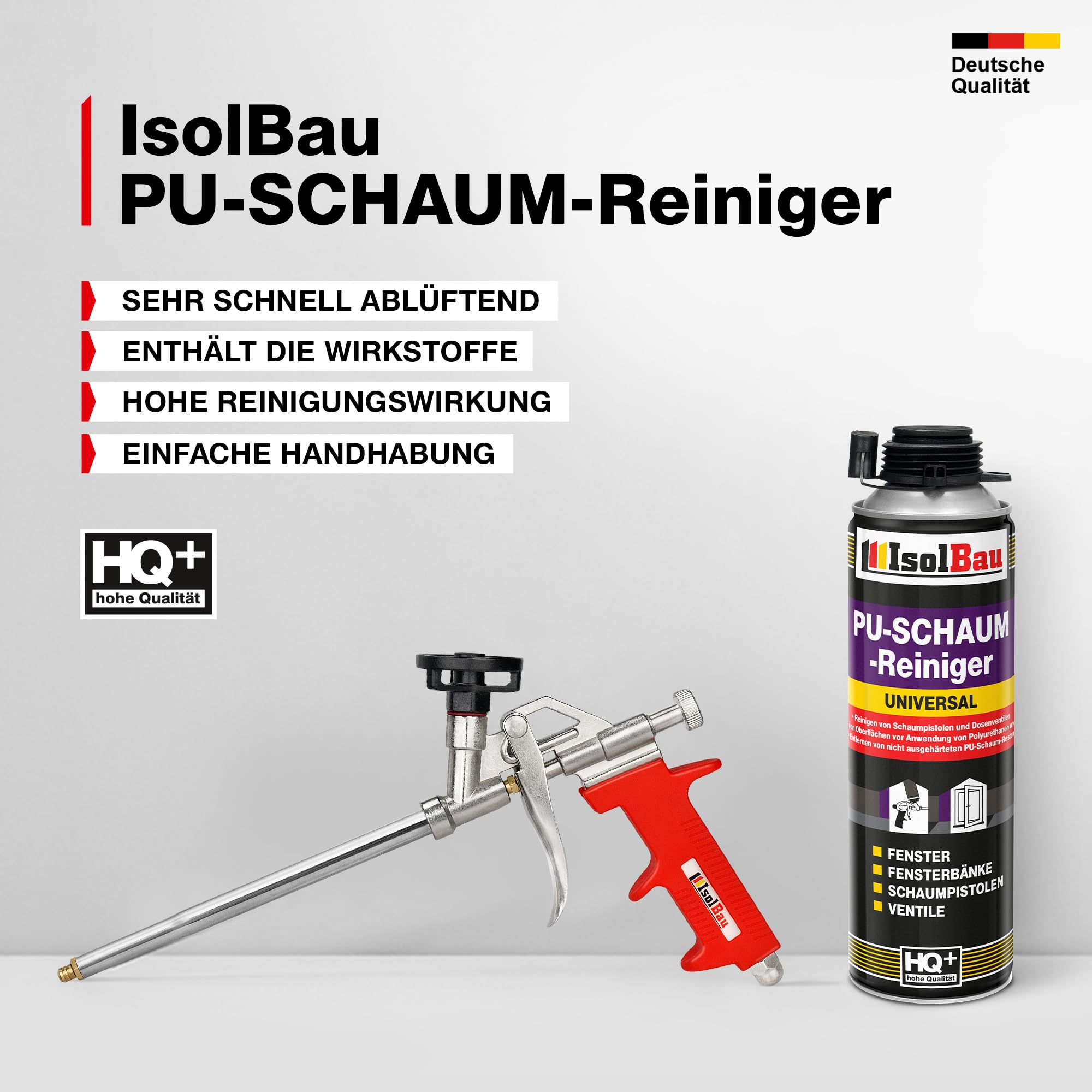 Isolbau Lot de 5 flacons de 500 ml de nettoyant pour mousse de polyuréthane, nettoyant pour pistolets à mousse, nettoyants, dégraissants, valves et surfaces