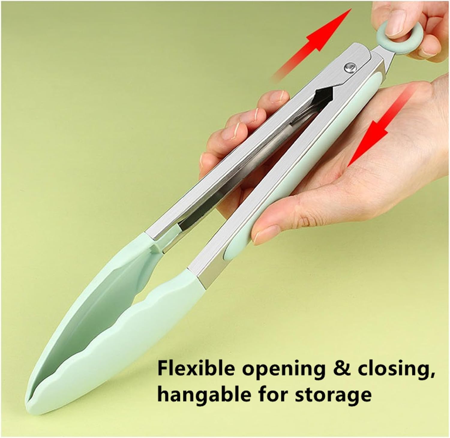Silicone Food Tongs, Stainless Steel Kitchen Tongs with Non-Stick Silicone Tips, Heat Resistant Cooking Tongs for Grilling, BBQ, Serving (10.83 in Cream White*2)