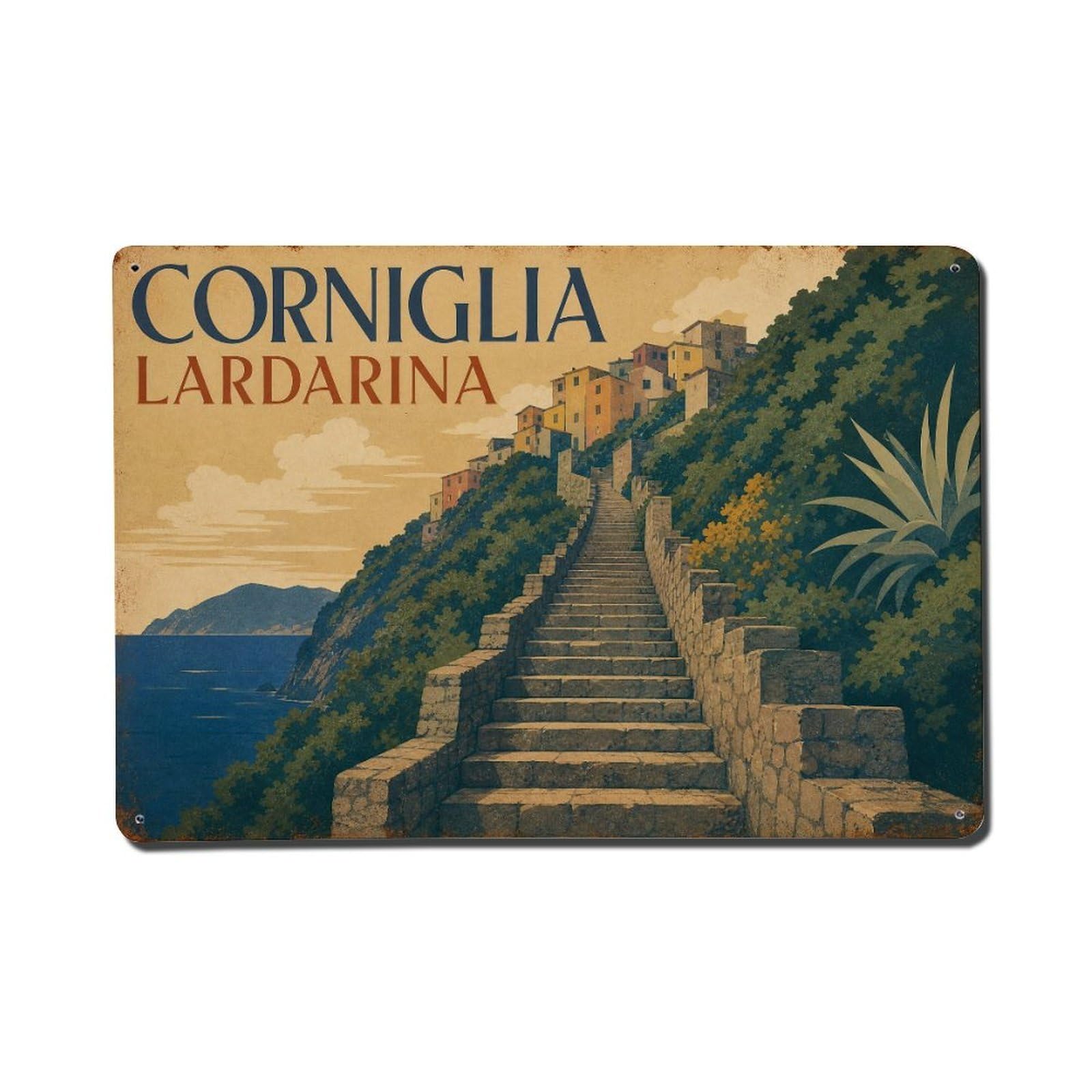 Metal Tin Sign Italy Corniglia Vintage Travel