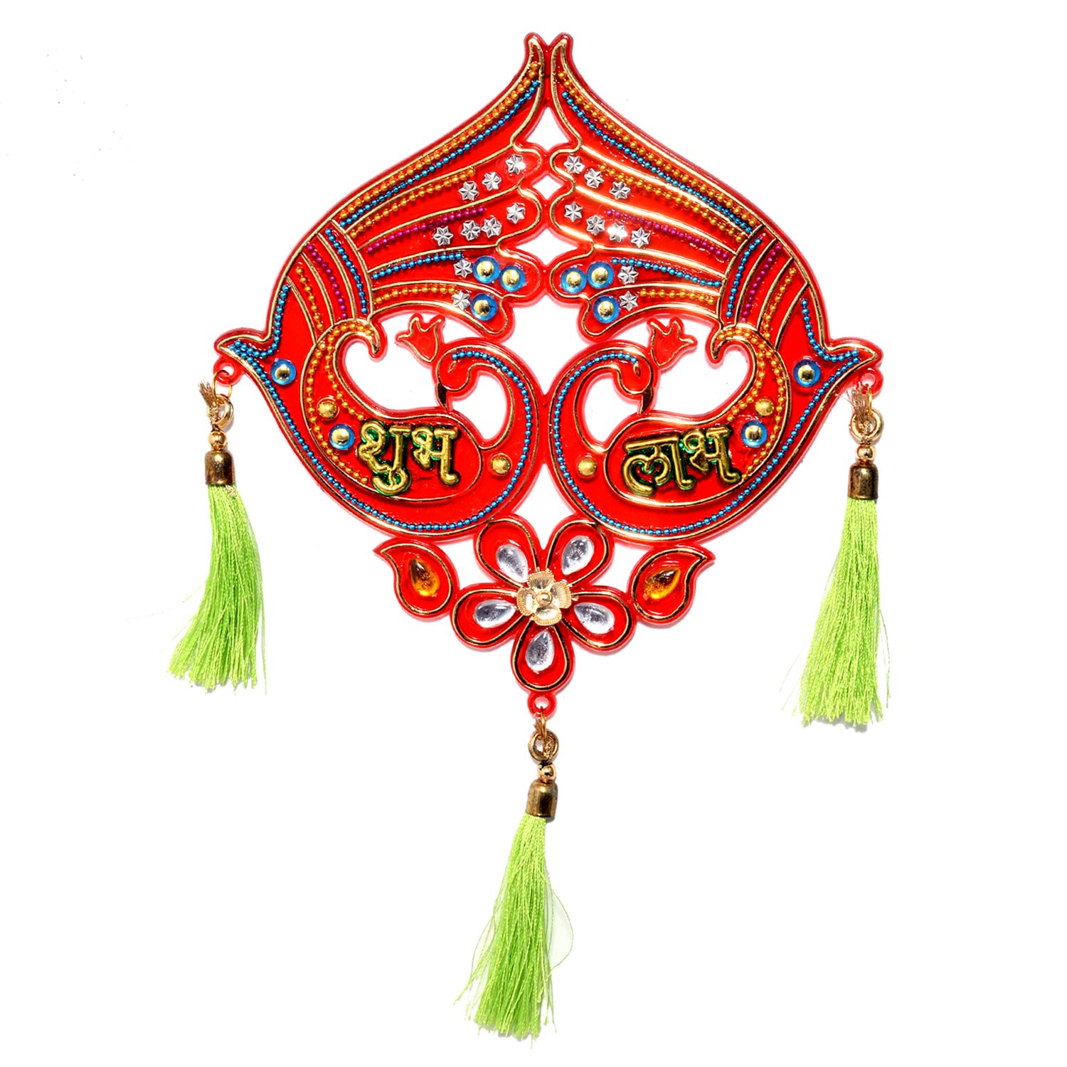 Eurasia Handmade Indian Home Rajasthani Door Decor Multicolour Shubh Labh Diwali Door Hanging