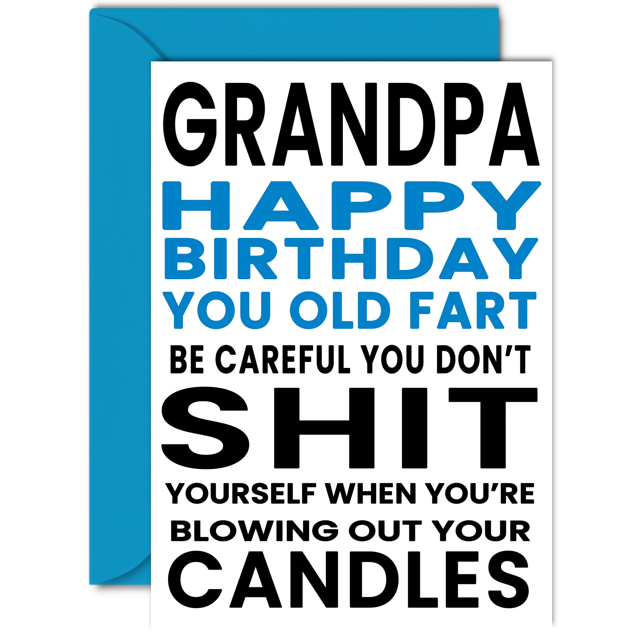 Funny Birthday Cards for Grandpa - You Old Fart - Joke Rude Birthday Card for Grandpa from Grandson Granddaughter, Humour 60th 70th 80th Bday A5 Grandparent Greeting Cards