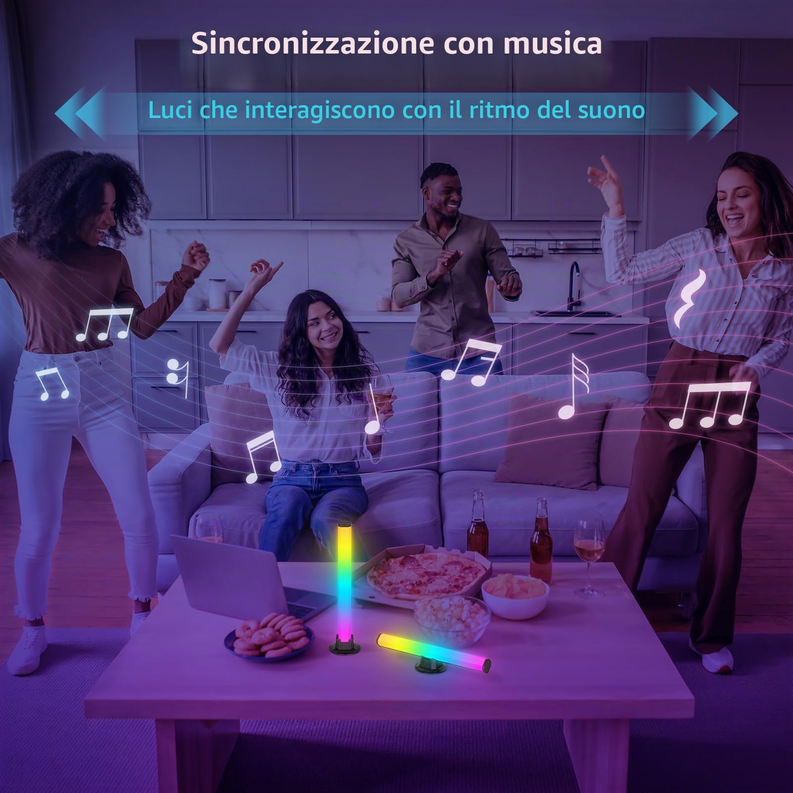 Todeco Barre LED RGB Gaming, 2 Lampade Smart con Controllo APP