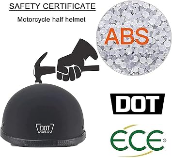 Novelty Skull Cap Half Shell Helmet for Men Women,DOT Approved Small and Light German Style Motorcycle Low Profile Beanie Open Face Helmet for Cruiser Chopper Moped