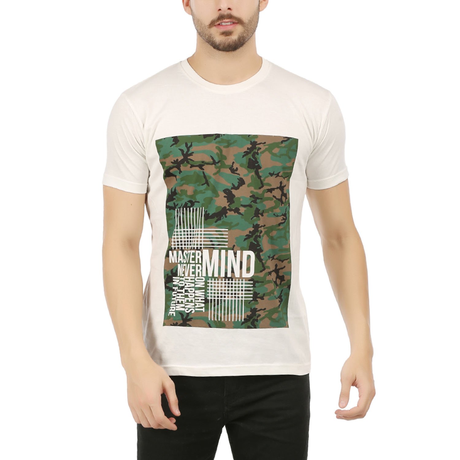 T2FMens' Camouflage Printed Round Neck T-Shirt