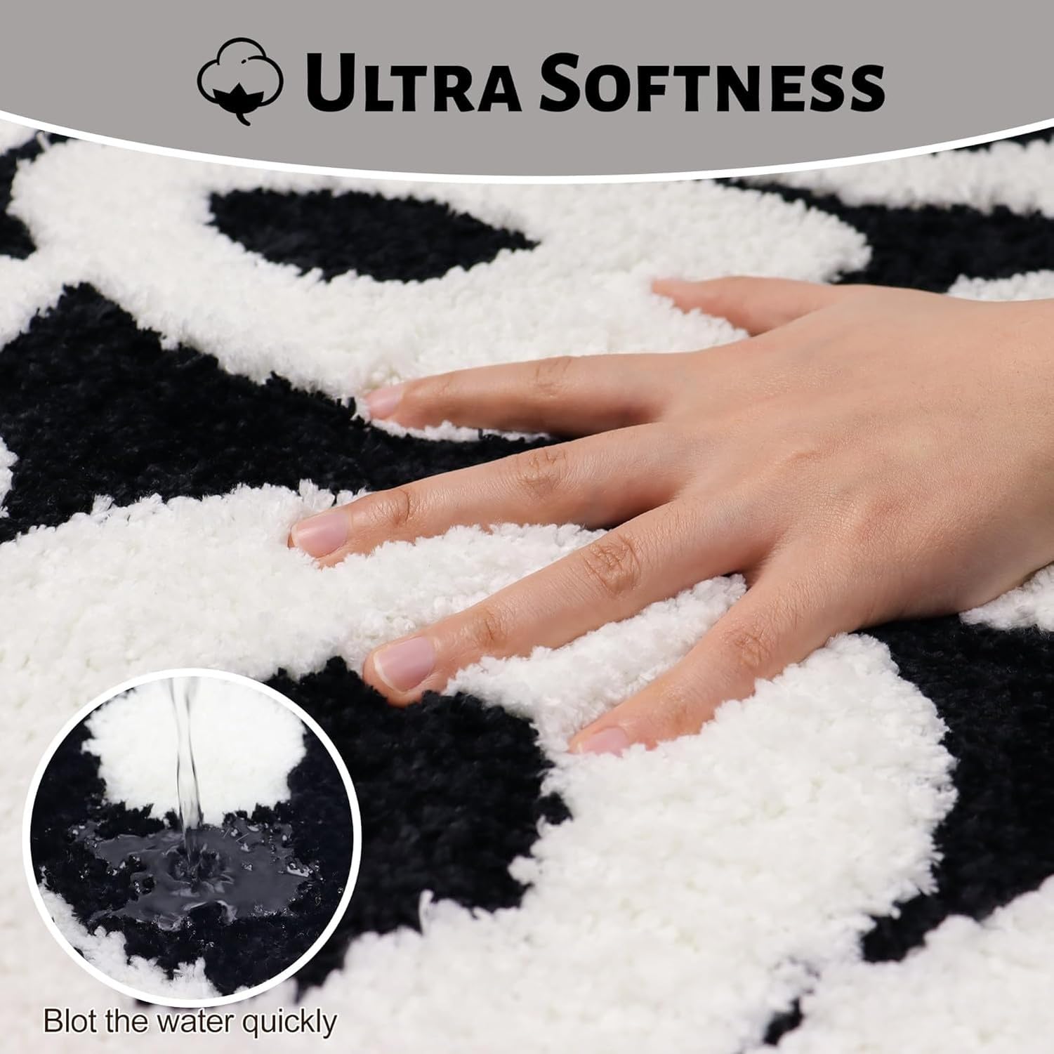 Alfombra Larga antideslizante para baño, decoración divertida para suelo de bañera, dormitorio y ducha, diseño Moderno, 50 x 150 cm, Nero-, 51x152 cm (Irregolare)