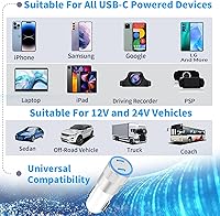 Vista 7 de [Apple MFi Certified] iPhone 15 Car Charger Fast Charging, MIRAREED 72W Dual PD Type-C Power Car Cigarette Lighter Charger+2Pack USB-C to USB-C
