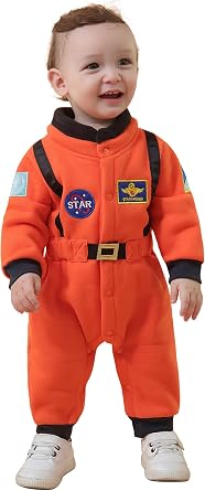 LXKIKMM Baby Toddler Boy Astronaut Costume Space Suit Cosplay Party Jumpsuit Halloween Rompers