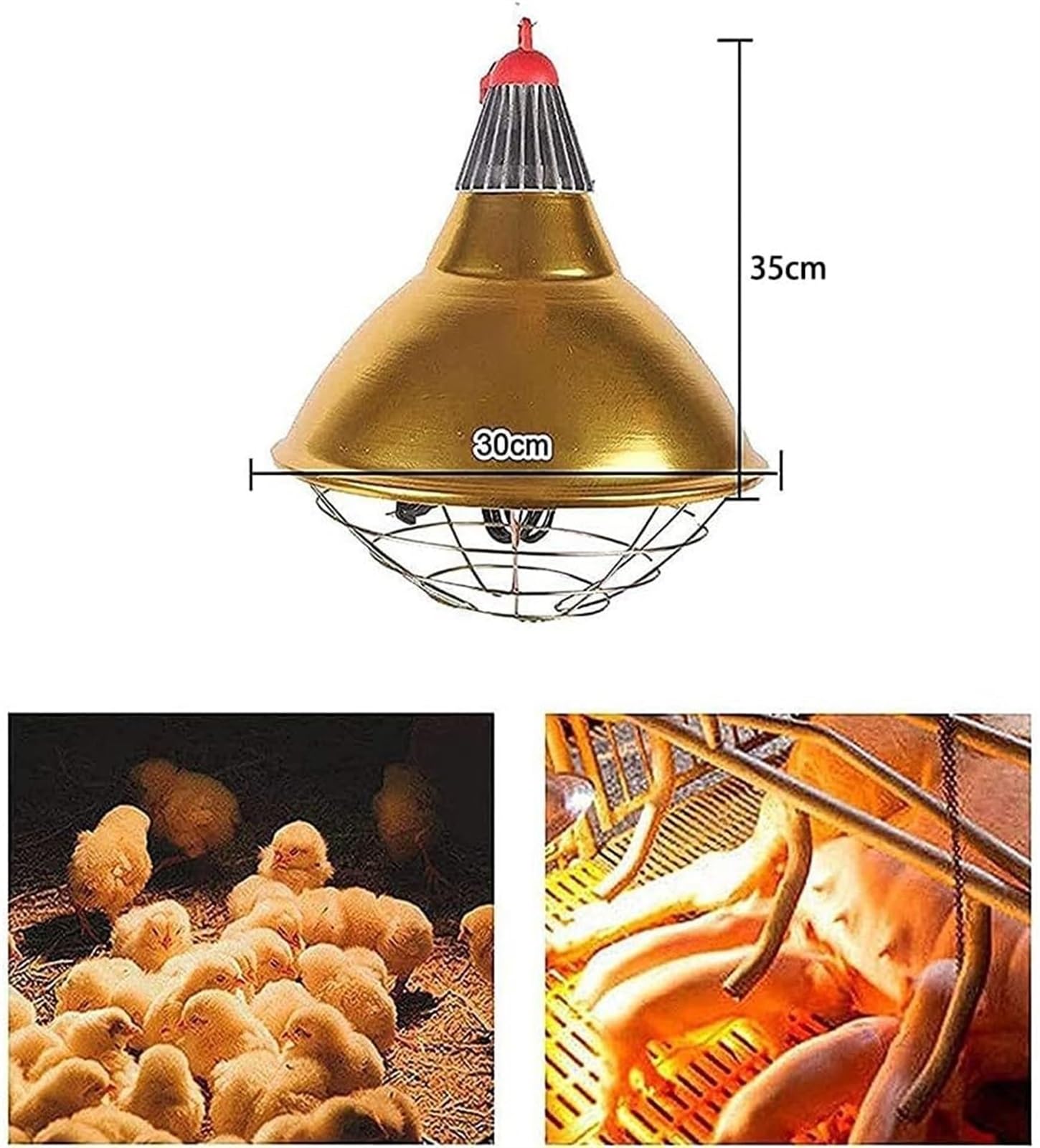 NEZIH Lampa Utrzymuj ciepło dla kurnika, lampa grzewcza dla szczeniąt, regulowana temperatura, ogrzewanie światła abażur zimowy stop aluminium + żarówka grzewcza na podczerwień 330W