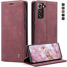 caseme Case for Samsung Galaxy S22 5G PU Leather Flip Magnetic Protection Book Flip Mobile Cases for Samsung Galaxy S22 5G (6.1 Inches) - Wine Red