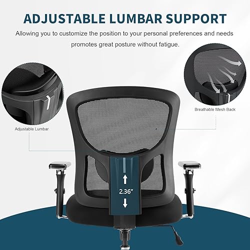 Miniatura 4 de Silla de escritorio ergonómica de oficina con respaldo alto, silla de computadora con reposacabezas ajustable, silla de trabajo con soporte lumbar,