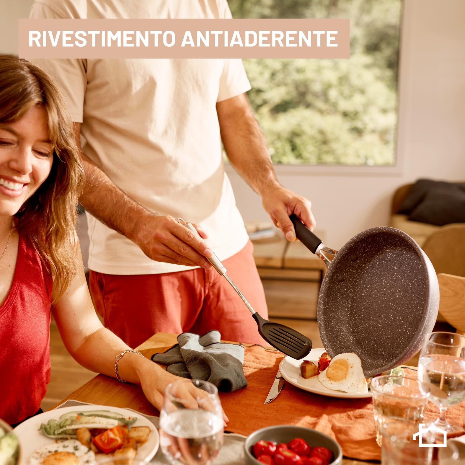 Lagostina Tempra® Mineral Wok 28cm, rivestimento minerale, padella antiaderente, facile da pulire, adatta all'induzione, 012163041828