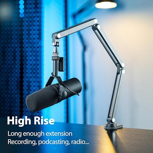 Miniatura 2 de Brazo de brazo, brazo de micrófono mejorado con aleación de aluminio resistente, totalmente ajustable, abrazadera de montaje de escritorio, soporte